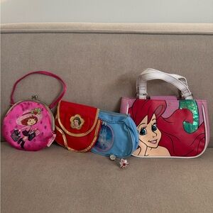 Disney Princess and Strawberry Shortcake Bags SET OF 4 KIDS/GIRLS PURSES